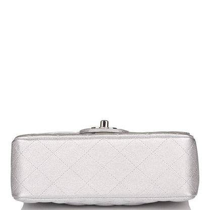 Chanel Mini Rectangular Flap Bag Silver Metallic Lambskin Silver Hardware - photo 6