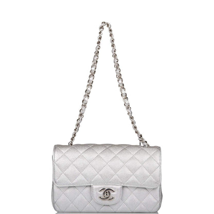 Chanel Mini Rectangular Flap Bag Silver Metallic Lambskin Silver Hardware - photo 7