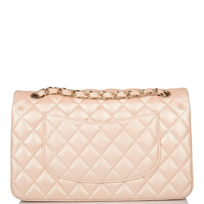Chanel Medium Classic Double Flap Bag Beige Iridescent Calfskin Light Gold Hardware - image 4