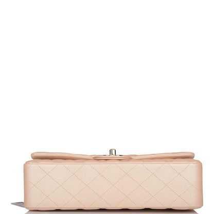 Chanel Medium Classic Double Flap Bag Beige Iridescent Calfskin Light Gold Hardware - image 7