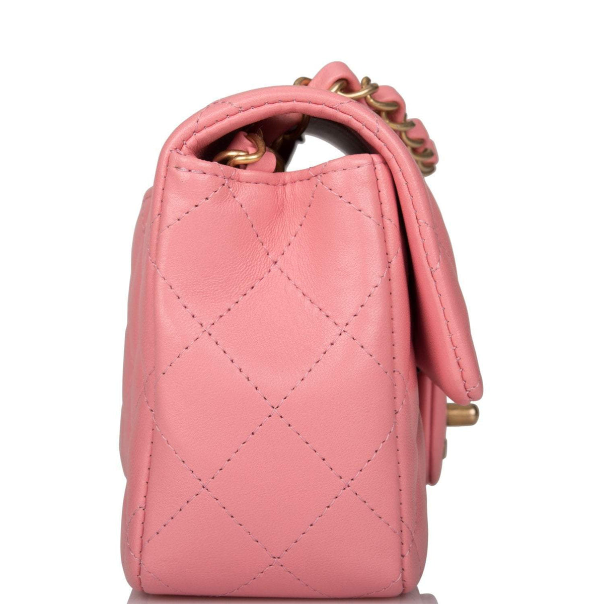 Chanel Pink Quilted Lambskin Rectangular Mini Classic Flap Bag Antique Gold Hardware - photo 3