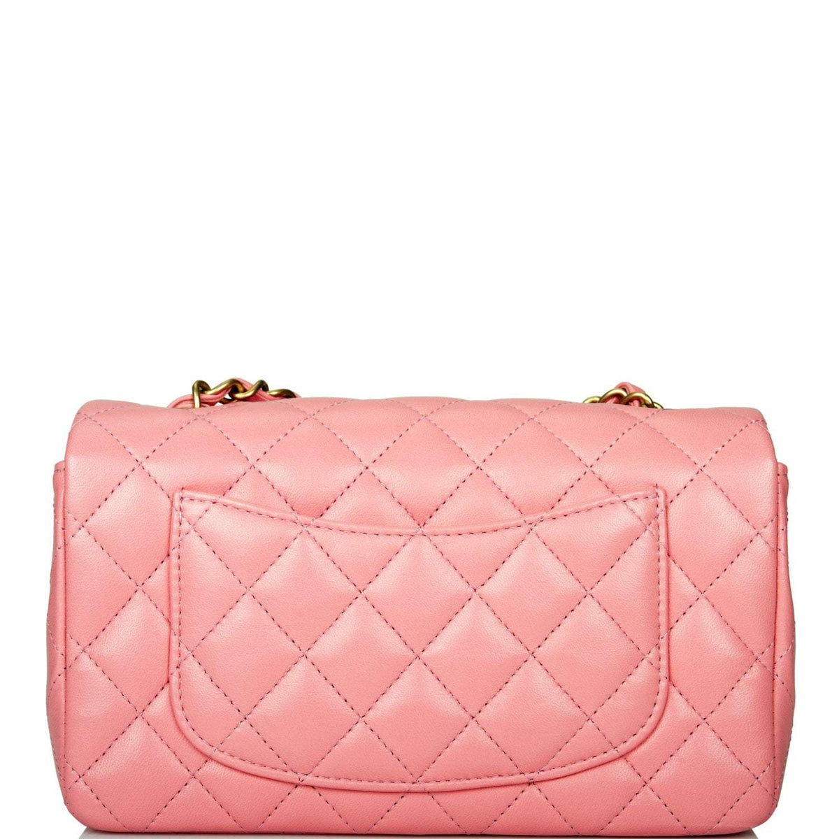 Chanel Pink Quilted Lambskin Rectangular Mini Classic Flap Bag Antique Gold Hardware - photo 4
