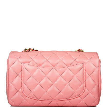 Chanel Pink Quilted Lambskin Rectangular Mini Classic Flap Bag Antique Gold Hardware - photo 4