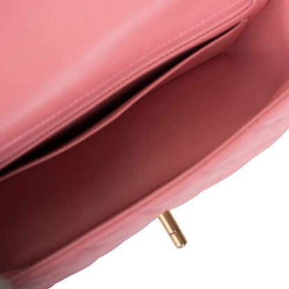 Chanel Pink Quilted Lambskin Rectangular Mini Classic Flap Bag Antique Gold Hardware - photo 8