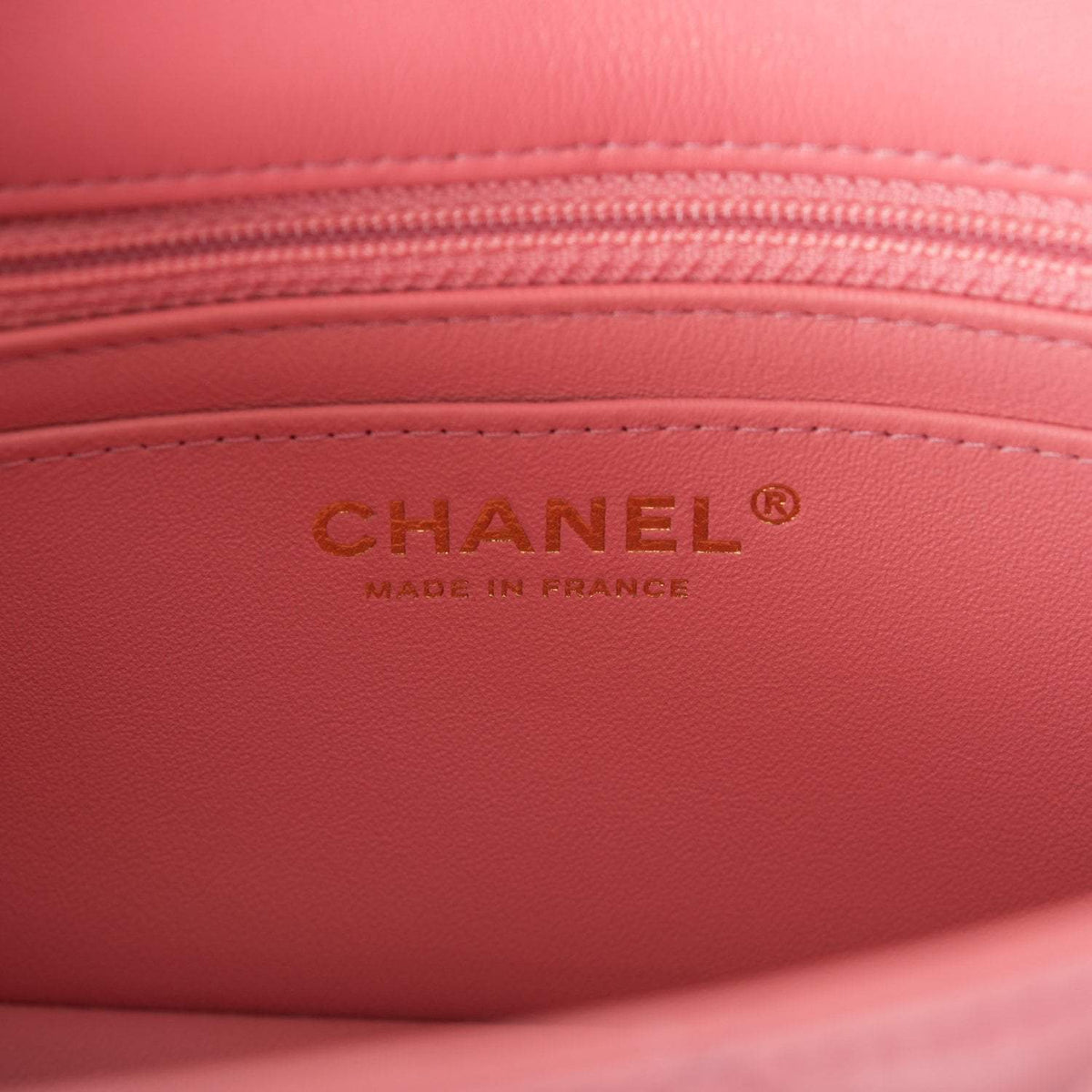 Chanel Pink Quilted Lambskin Rectangular Mini Classic Flap Bag Antique Gold Hardware - photo 9