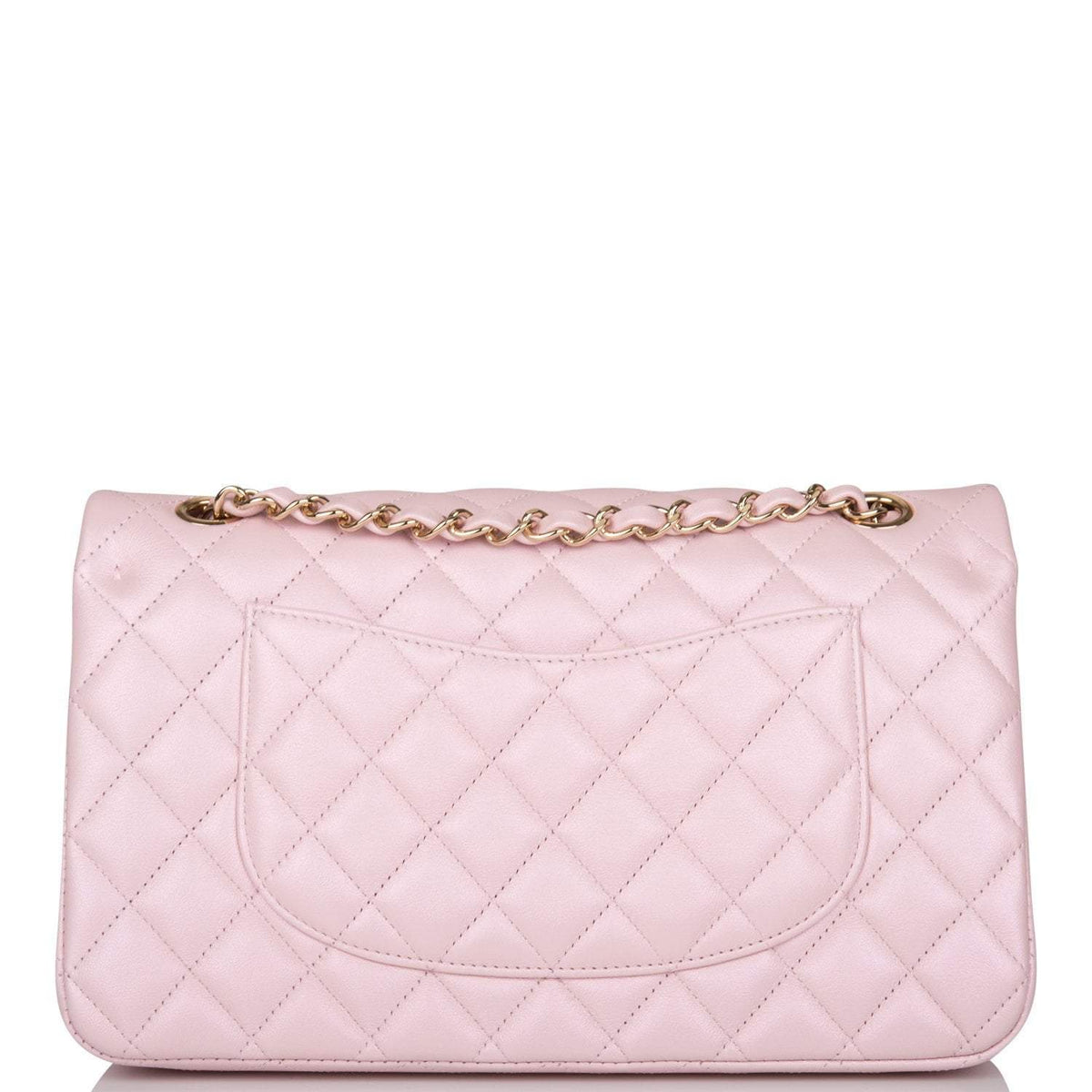 Chanel Medium Classic Double Flap Bag Pink Iridescent Lambskin Light Gold Hardware - photo 3