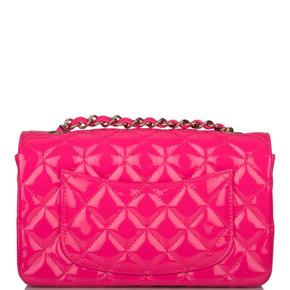 Chanel Pink Quilted Patent Rectangular Mini Classic Flap Bag Light Gold Hardware - image 4