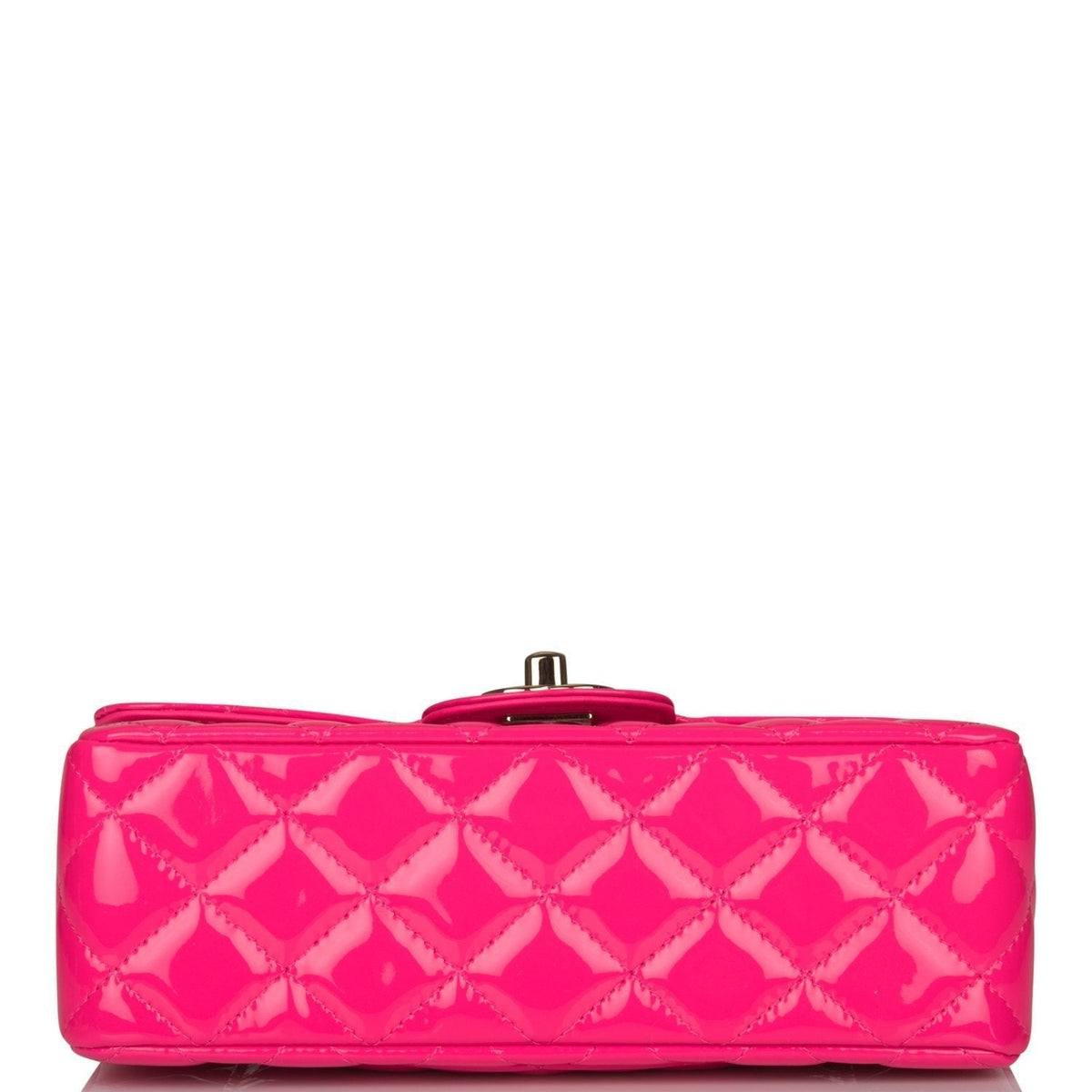 Chanel Pink Quilted Patent Rectangular Mini Classic Flap Bag Light Gold Hardware - image 5