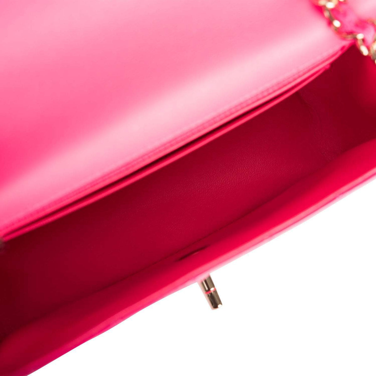 Chanel Pink Quilted Patent Rectangular Mini Classic Flap Bag Light Gold Hardware - image 7