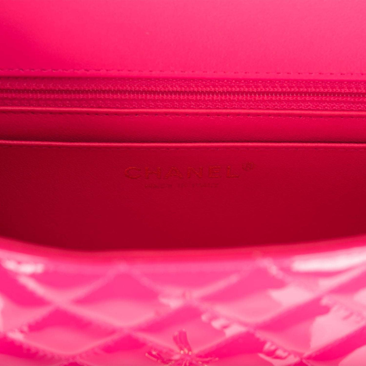 Chanel Pink Quilted Patent Rectangular Mini Classic Flap Bag Light Gold Hardware - image 8