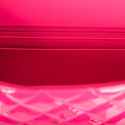 Chanel Pink Quilted Patent Rectangular Mini Classic Flap Bag Light Gold Hardware - image 8
