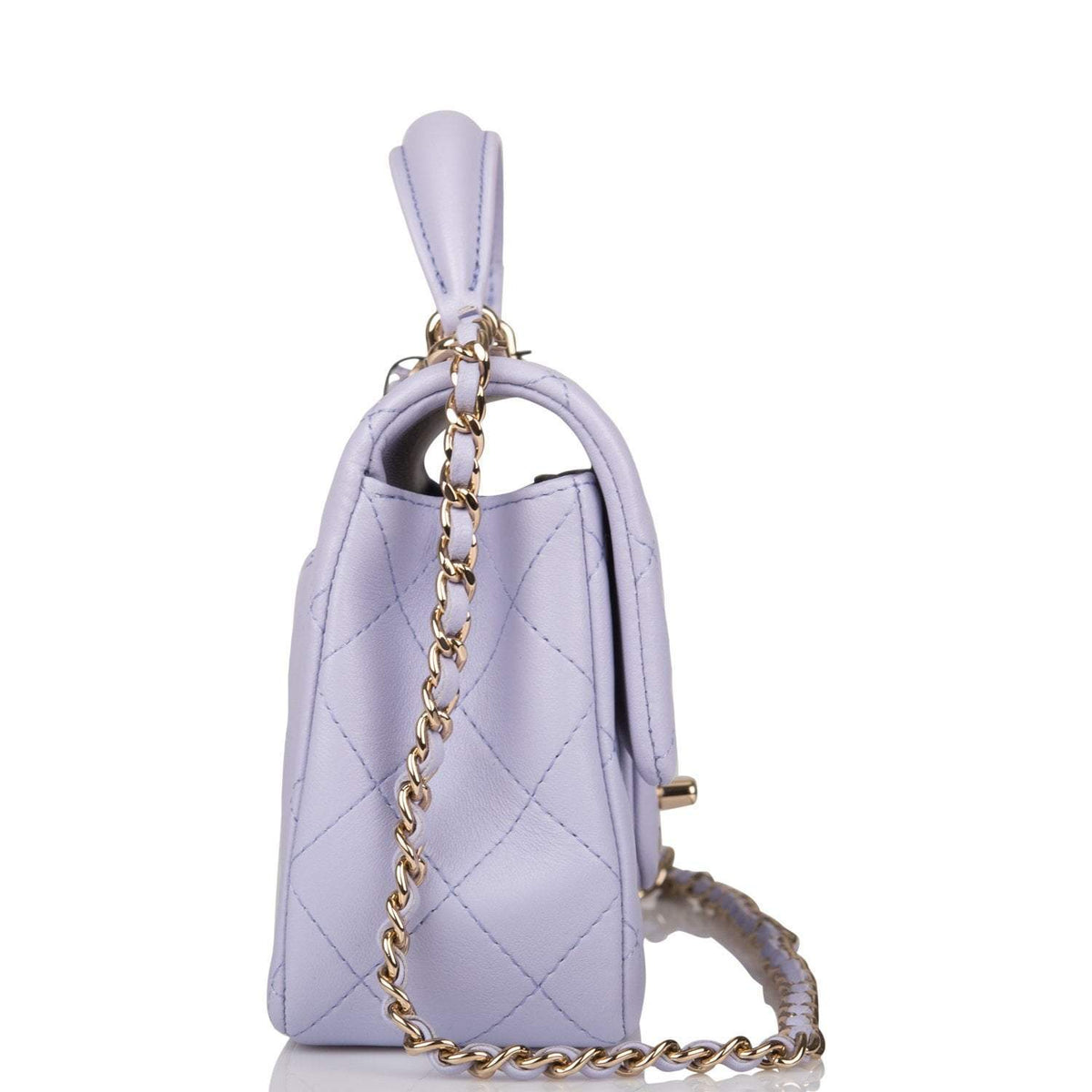 Chanel Rectangular Mini Flap Bag with Top Handle Lavender Quilted Lambskin Light Gold Hardware - image 3