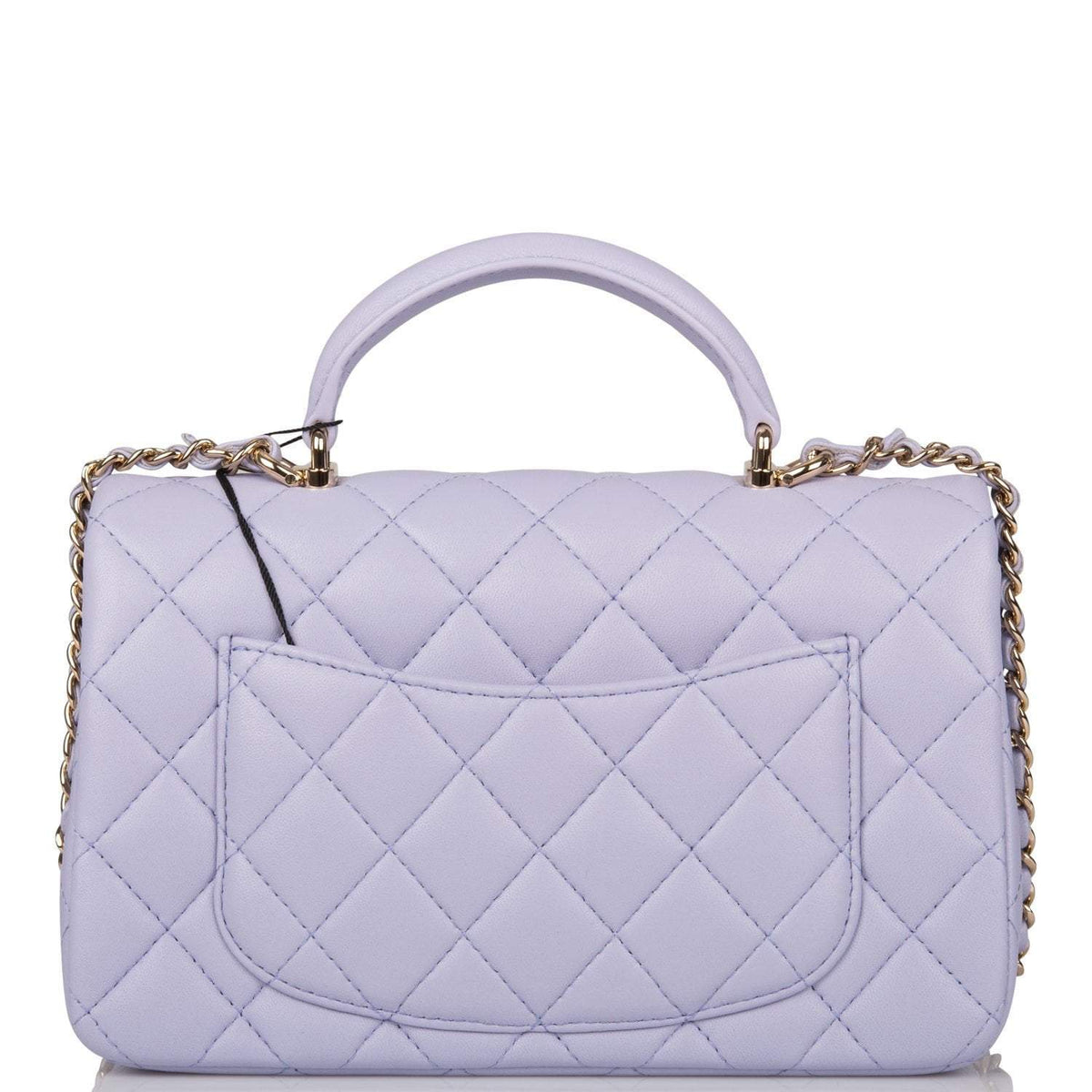 Chanel Rectangular Mini Flap Bag with Top Handle Lavender Quilted Lambskin Light Gold Hardware - image 4