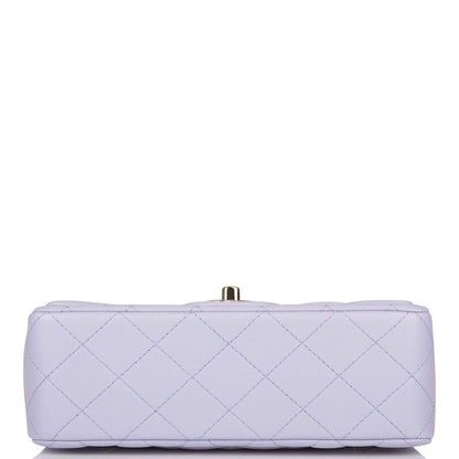 Chanel Rectangular Mini Flap Bag with Top Handle Lavender Quilted Lambskin Light Gold Hardware - image 6