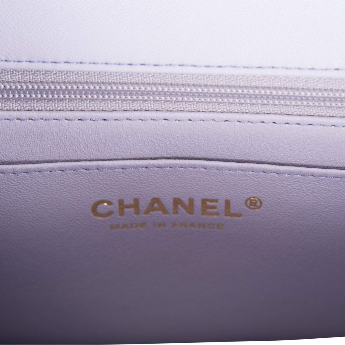 Chanel Rectangular Mini Flap Bag with Top Handle Lavender Quilted Lambskin Light Gold Hardware - image 9