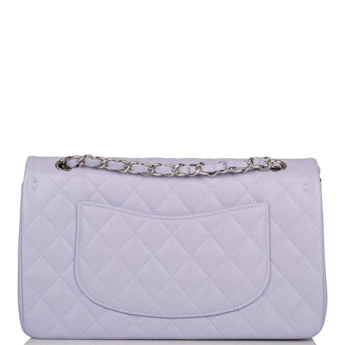 Chanel Medium Classic Double Flap Bag Lavender Quilted Caviar Silver Hardware - photo 4