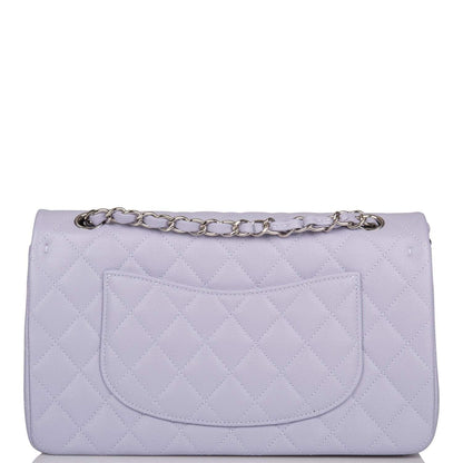 Chanel Medium Classic Double Flap Bag Lavender Quilted Caviar Silver Hardware - photo 4