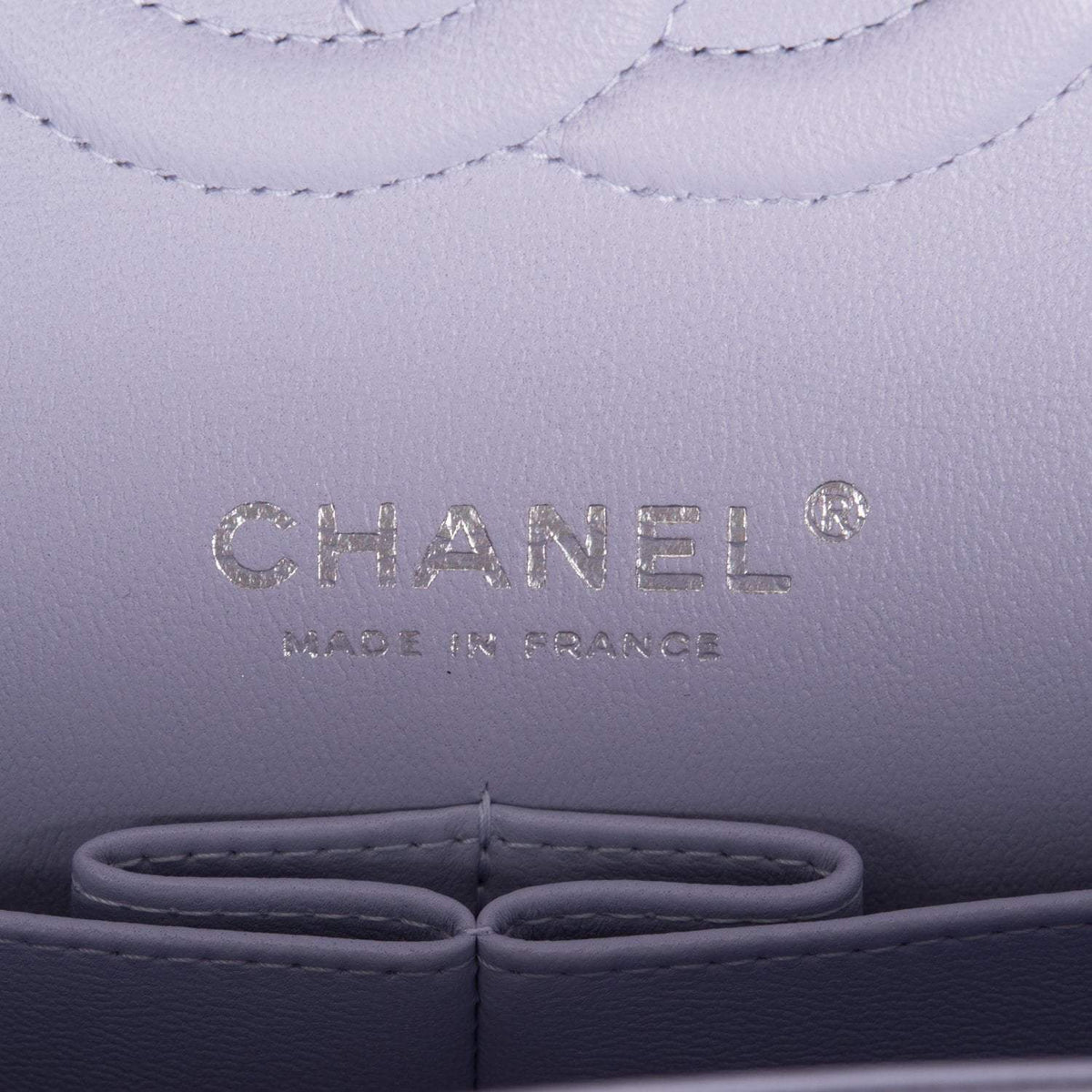 Chanel Medium Classic Double Flap Bag Lavender Quilted Caviar Silver Hardware - photo 9