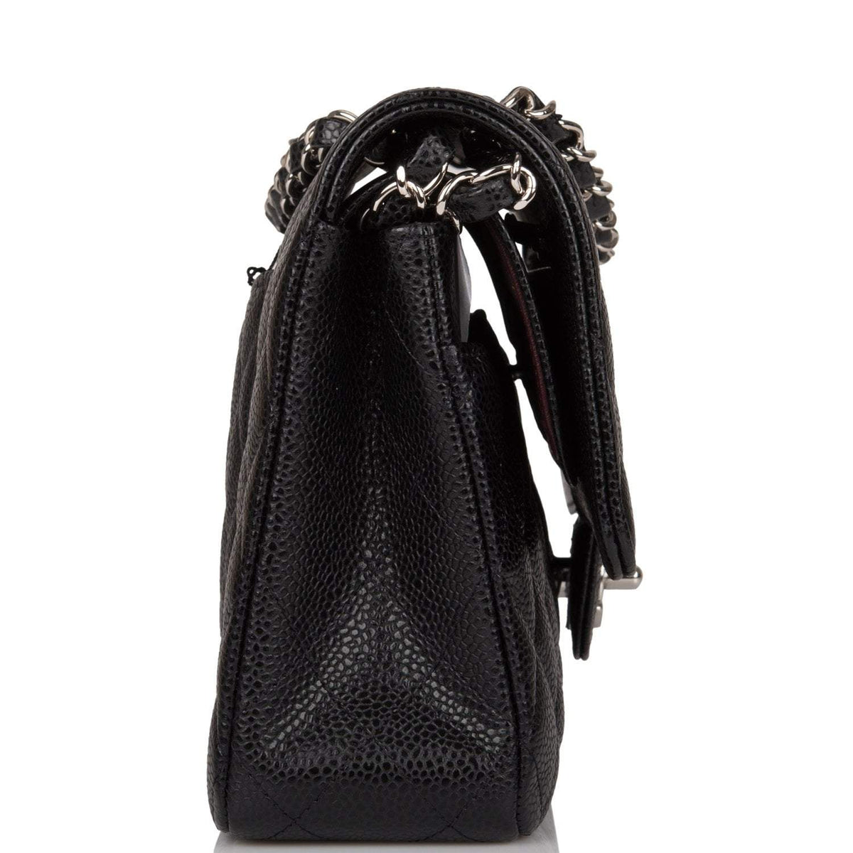 Chanel Medium Classic Double Flap Bag Black Quilted Caviar Silver Hardware - photo 4