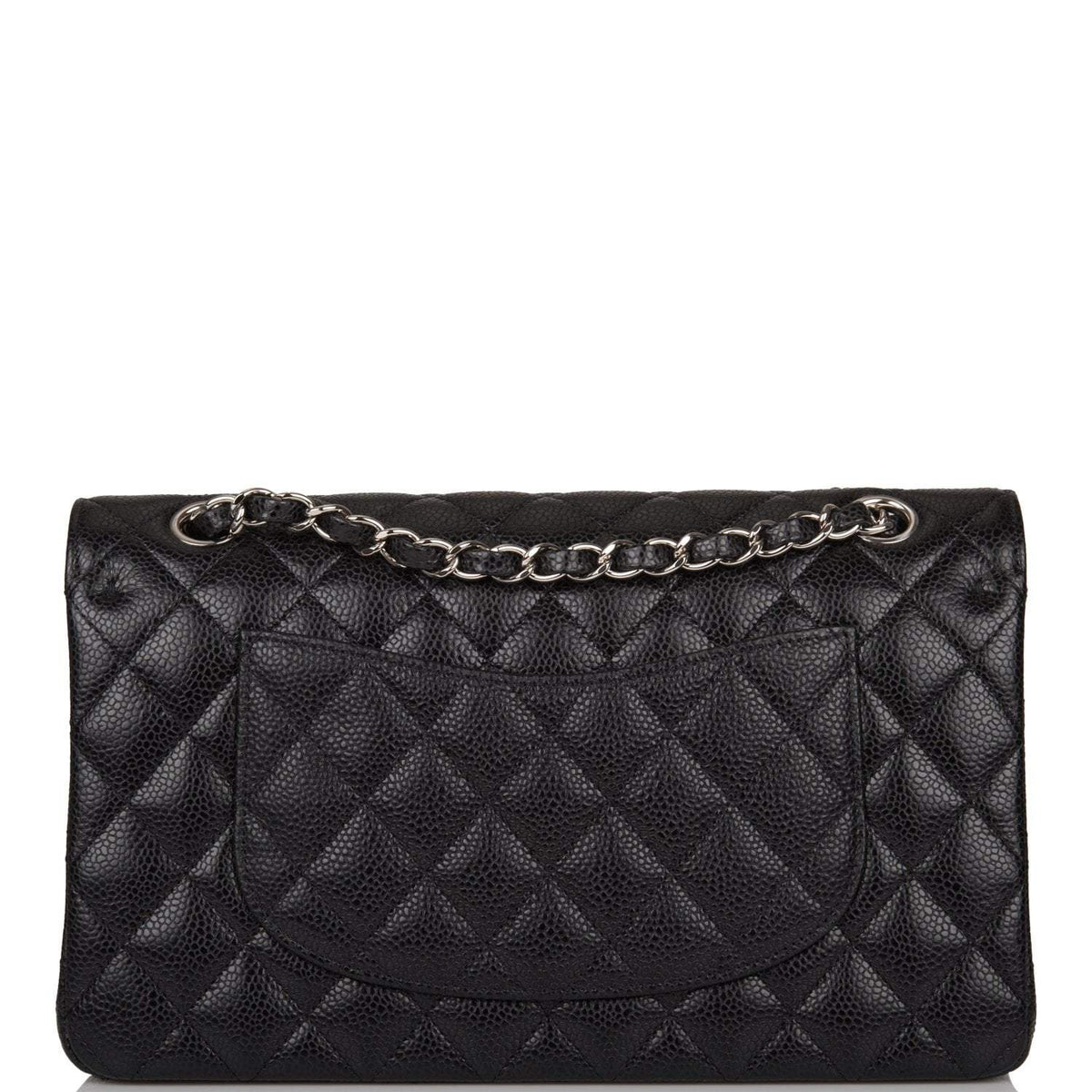 Chanel Medium Classic Double Flap Bag Black Quilted Caviar Silver Hardware - photo 5