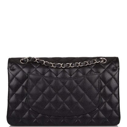 Chanel Medium Classic Double Flap Bag Black Quilted Caviar Silver Hardware - photo 5