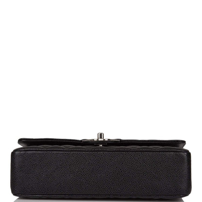 Chanel Medium Classic Double Flap Bag Black Quilted Caviar Silver Hardware - photo 7