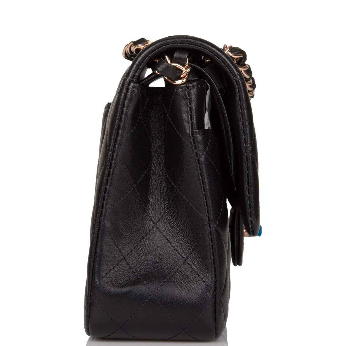 Chanel Medium Classic Double Flap Bag Black Quilted Lambskin Rose Gold Hardware - photo 3