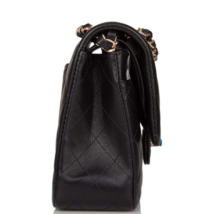 Chanel Medium Classic Double Flap Bag Black Quilted Lambskin Rose Gold Hardware - photo 3