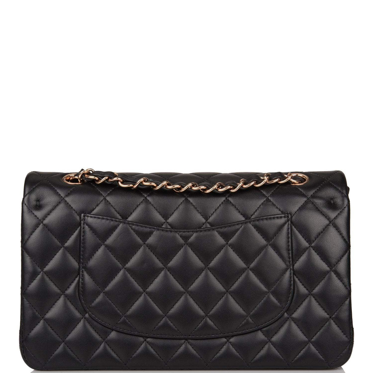 Chanel Medium Classic Double Flap Bag Black Quilted Lambskin Rose Gold Hardware - photo 4