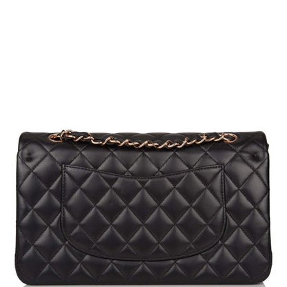 Chanel Medium Classic Double Flap Bag Black Quilted Lambskin Rose Gold Hardware - photo 4