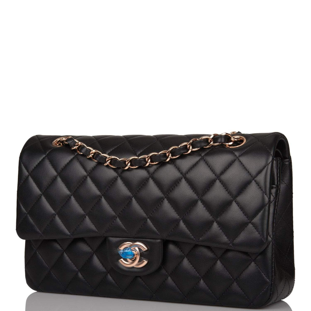 Chanel Medium Classic Double Flap Bag Black Quilted Lambskin Rose Gold Hardware - photo 5
