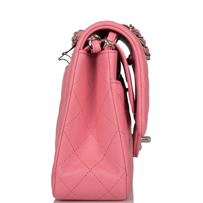 Chanel Medium Classic Double Flap Bag Rose Quilted Lambskin Silver Hardware - photo 3