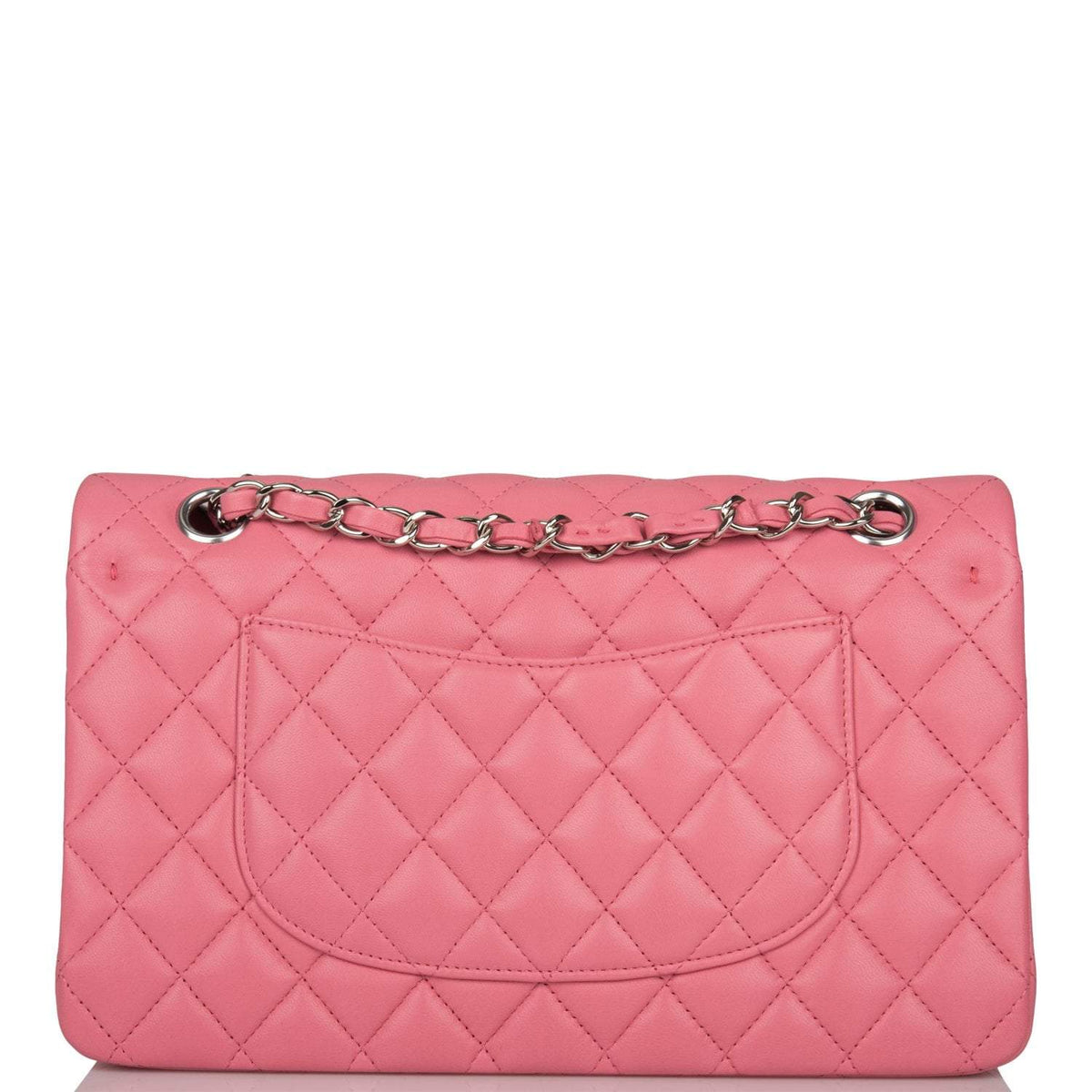 Chanel Medium Classic Double Flap Bag Rose Quilted Lambskin Silver Hardware - photo 4