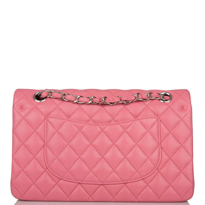 Chanel Medium Classic Double Flap Bag Rose Quilted Lambskin Silver Hardware - photo 4