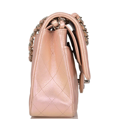 Chanel Medium Classic Double Flap Bag Pink Iridescent Lambskin Silver Hardware - photo 5