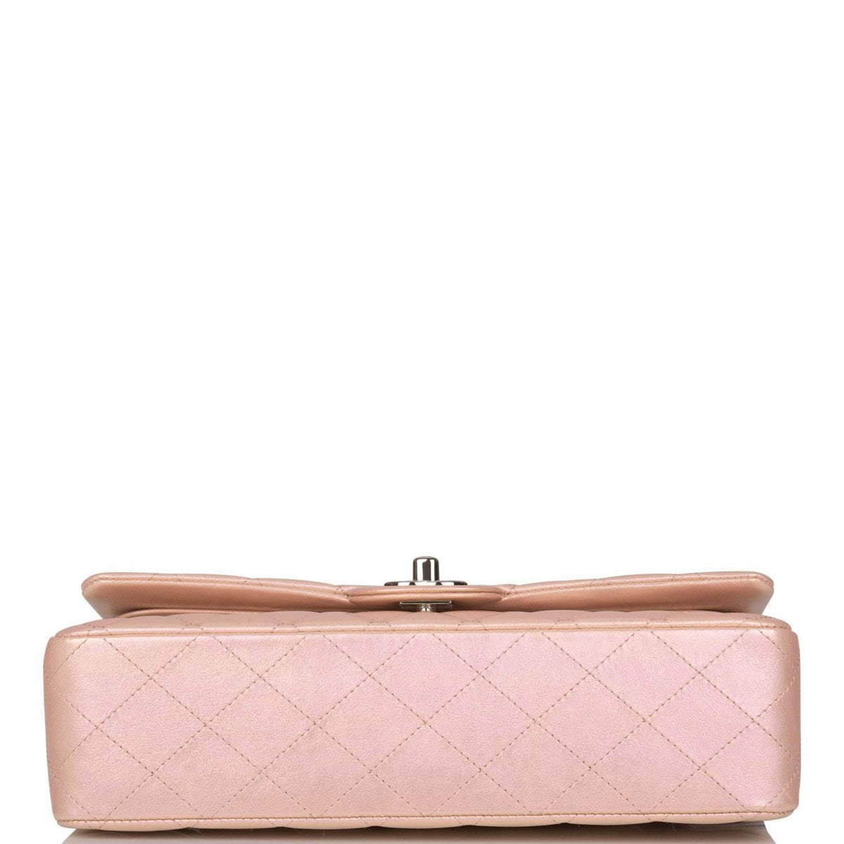 Chanel Medium Classic Double Flap Bag Pink Iridescent Lambskin Silver Hardware - photo 6