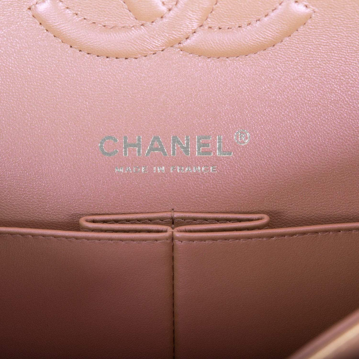 Chanel Medium Classic Double Flap Bag Pink Iridescent Lambskin Silver Hardware - photo 8