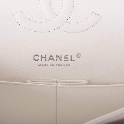 Chanel White Quilted Caviar Medium Classic Double Flap Bag Silver Hardware - photo 9