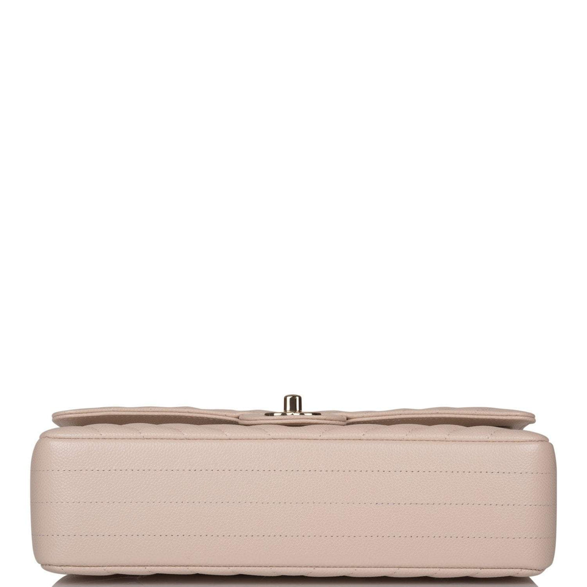 Chanel Shiny Beige Chevron Caviar Medium Classic Double Flap Bag Light Gold Hardware - image 6