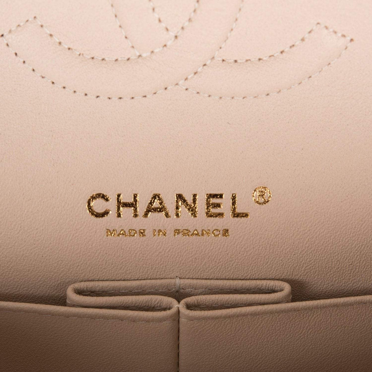 Chanel Shiny Beige Chevron Caviar Medium Classic Double Flap Bag Light Gold Hardware - image 7
