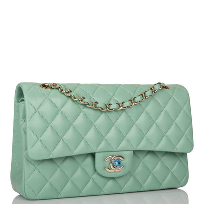 Chanel Light Green Quilted Lambskin Medium Classic Double Flap Bag Light Gold Hardware - photo 2