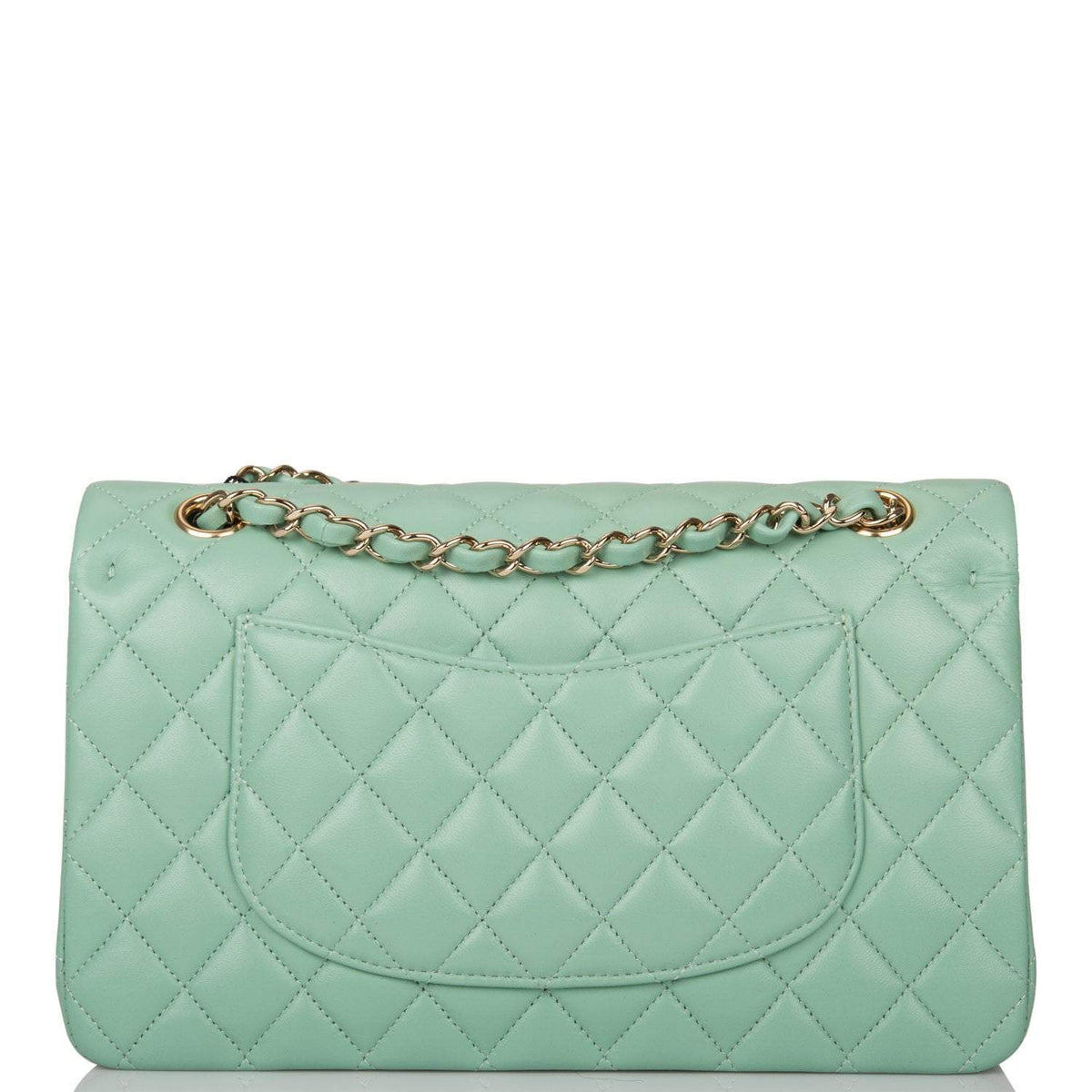 Chanel Light Green Quilted Lambskin Medium Classic Double Flap Bag Light Gold Hardware - photo 4
