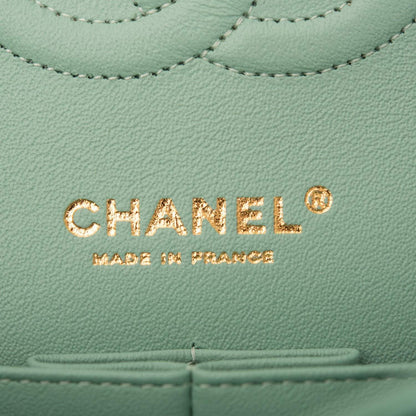Chanel Light Green Quilted Lambskin Medium Classic Double Flap Bag Light Gold Hardware - photo 8