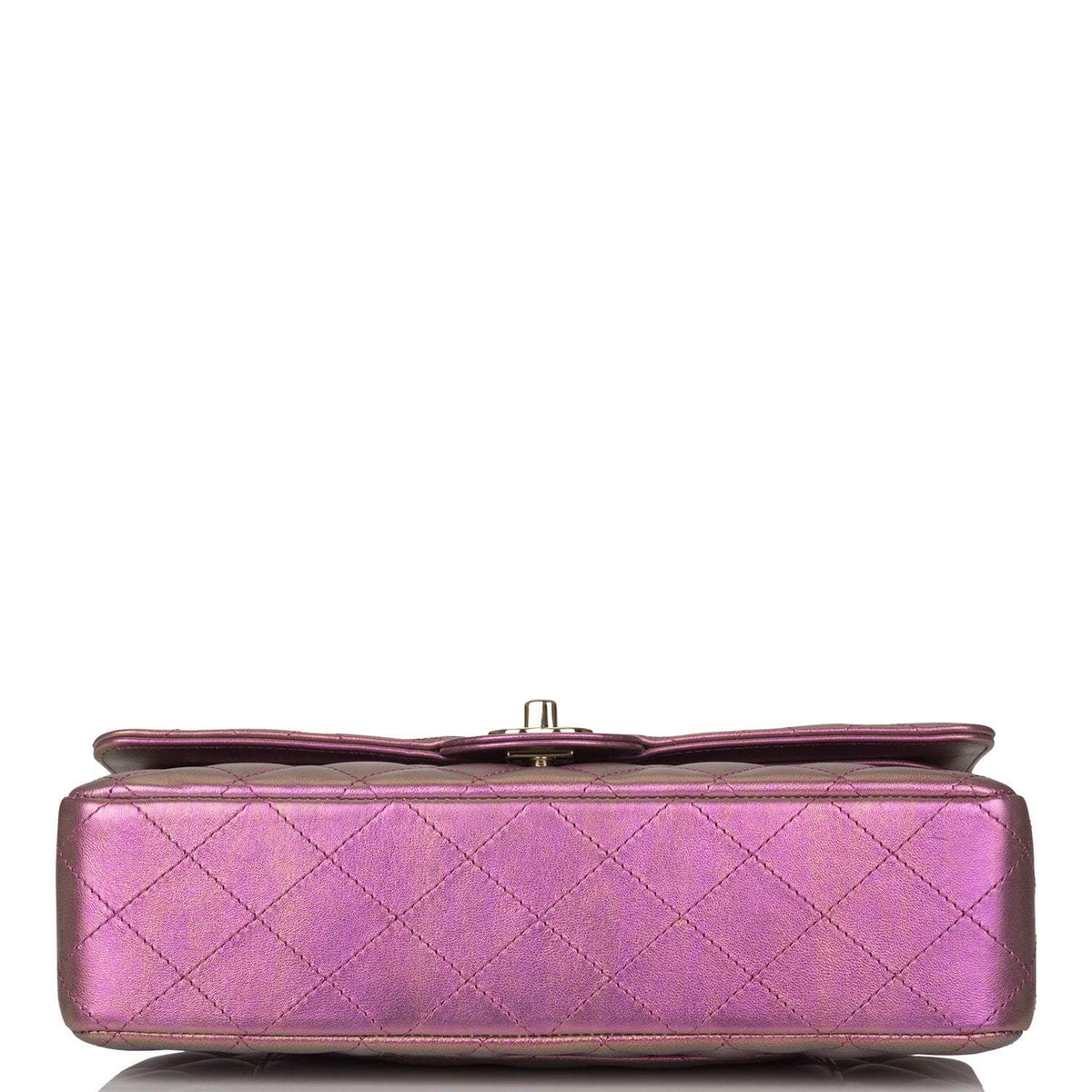 Chanel Purple Iridescent Quilted Lambskin Medium Classic Double Flap Bag Light Gold Hardware - image 7