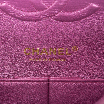 Chanel Purple Iridescent Quilted Lambskin Medium Classic Double Flap Bag Light Gold Hardware - image 8