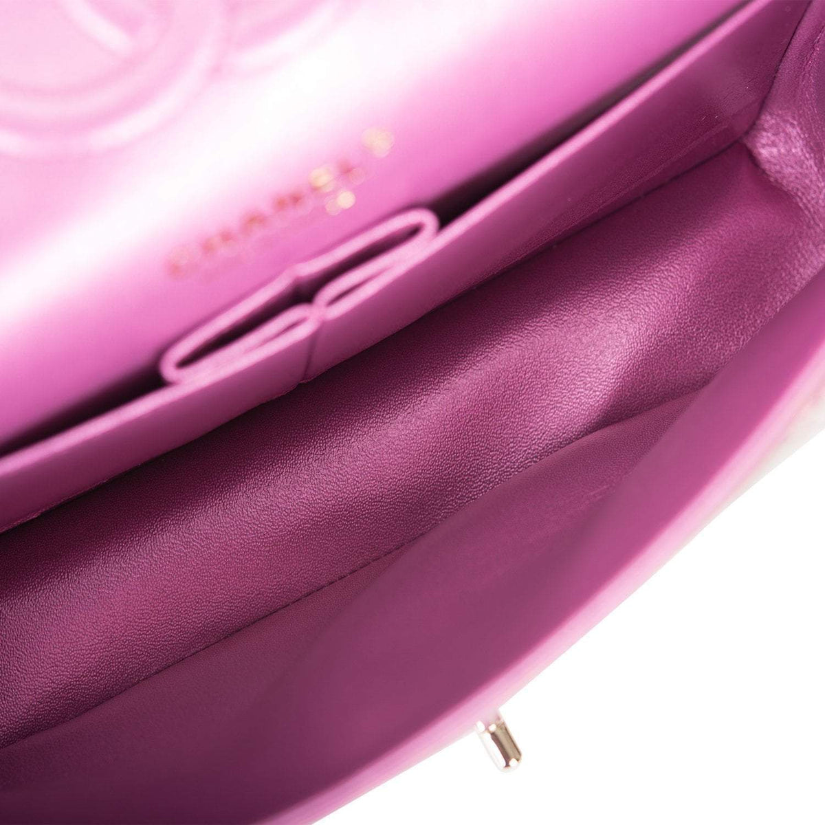 Chanel Purple Iridescent Quilted Lambskin Medium Classic Double Flap Bag Light Gold Hardware - image 9