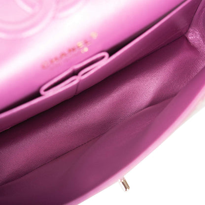 Chanel Purple Iridescent Quilted Lambskin Medium Classic Double Flap Bag Light Gold Hardware - image 9