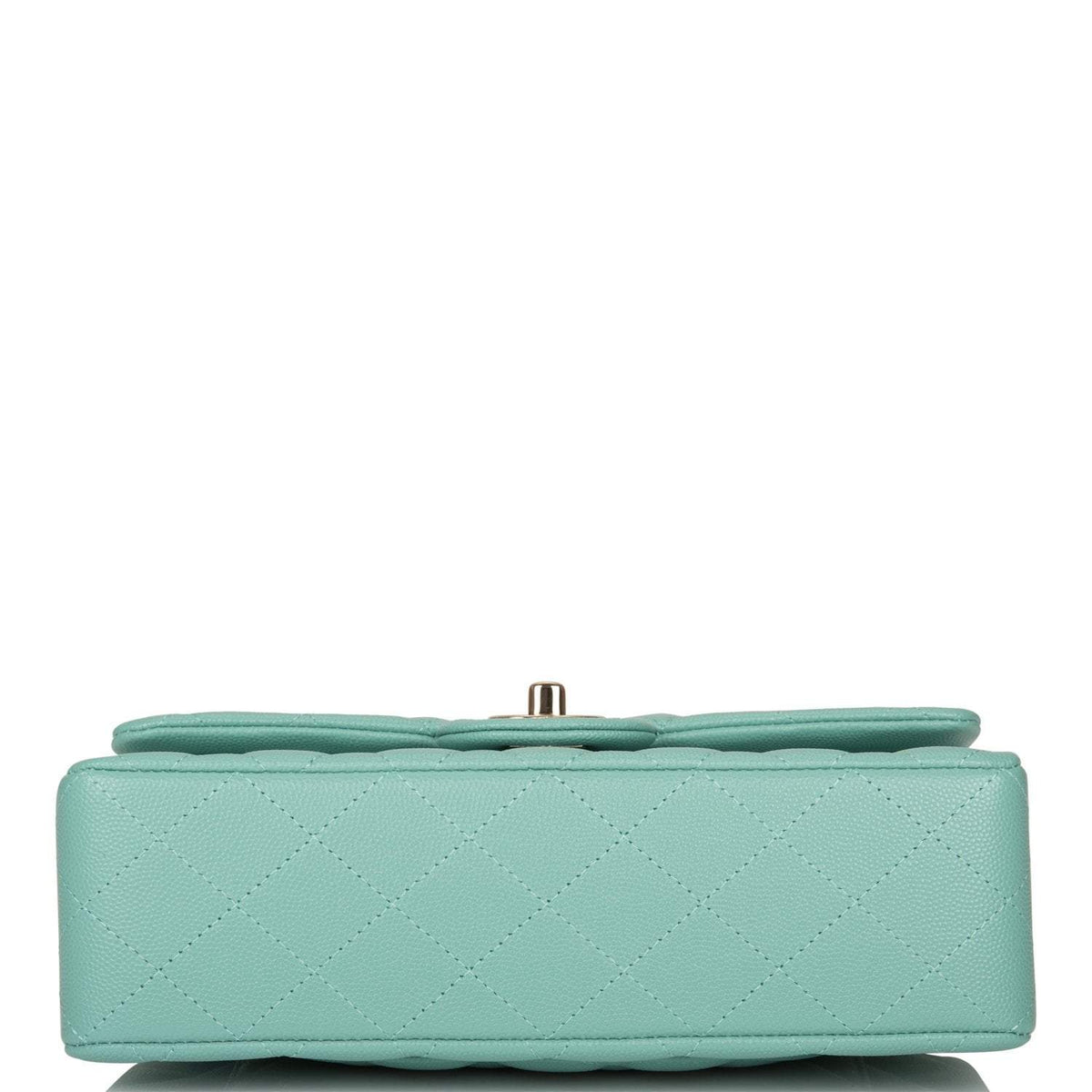 Chanel Light Green Quilted Caviar Small Classic Double Flap Bag Light Gold Hardware - photo 6