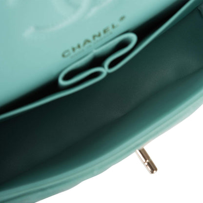 Chanel Light Green Quilted Caviar Small Classic Double Flap Bag Light Gold Hardware - photo 8