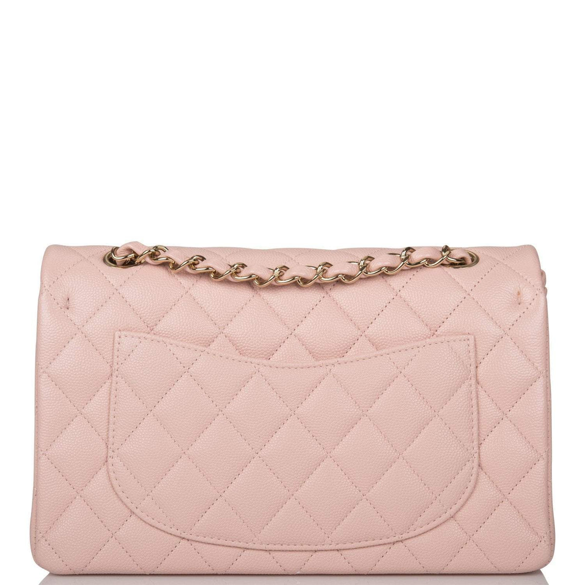 Chanel Rose Clair Quilted Caviar Small Classic Double Flap Bag Light Gold Hardware - photo 4